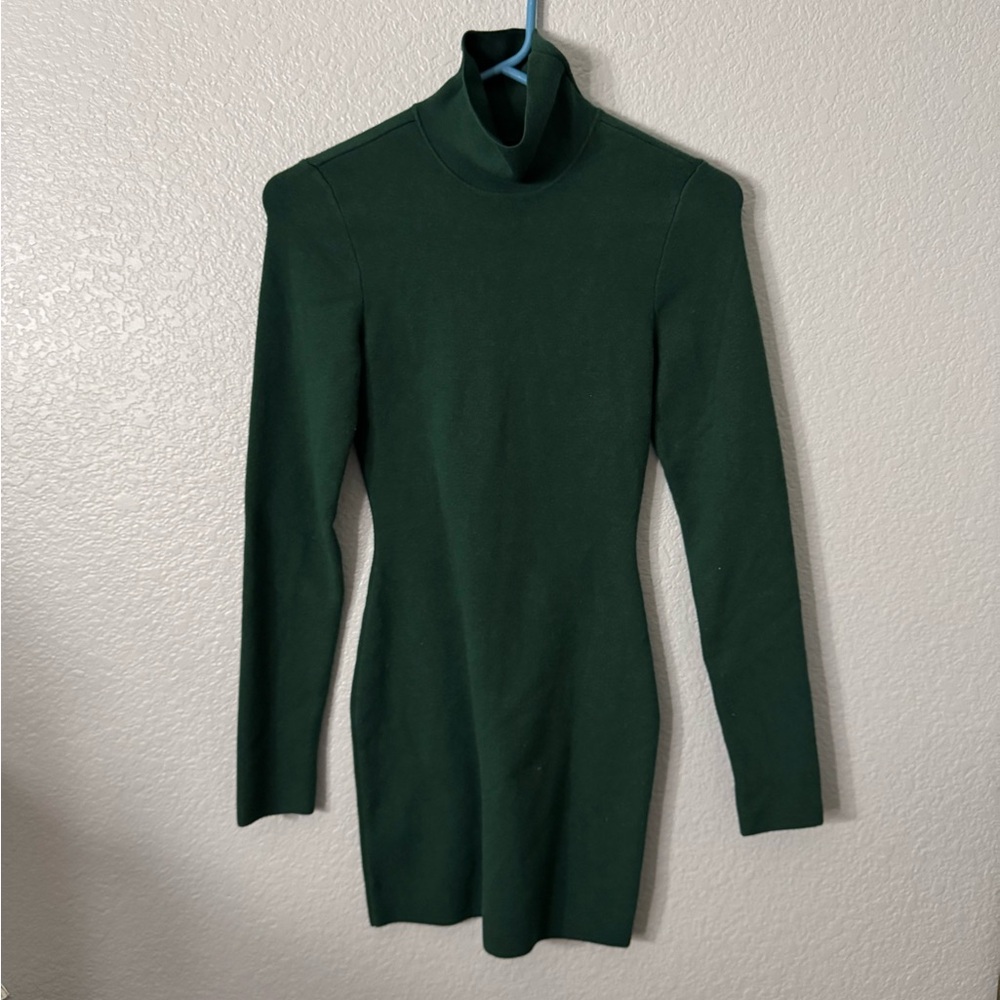Forever 21 Green Sheath Dress with Mandarin Collar